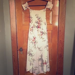 White Floral Off the Shoulder Dress